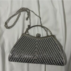 Silver Rhinestone Clutch Purse